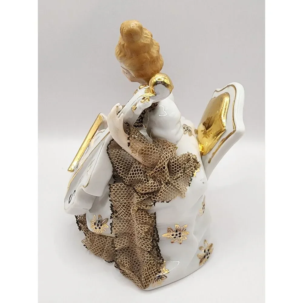 Vintage Porcelain Lace Lady Figurine Playing Cello Numbered 23/77 5.5 inches